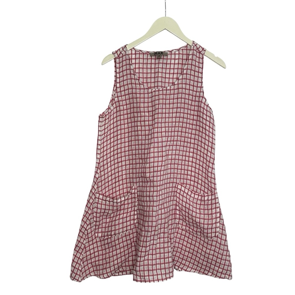Flax checkered linen tunic dress size petite